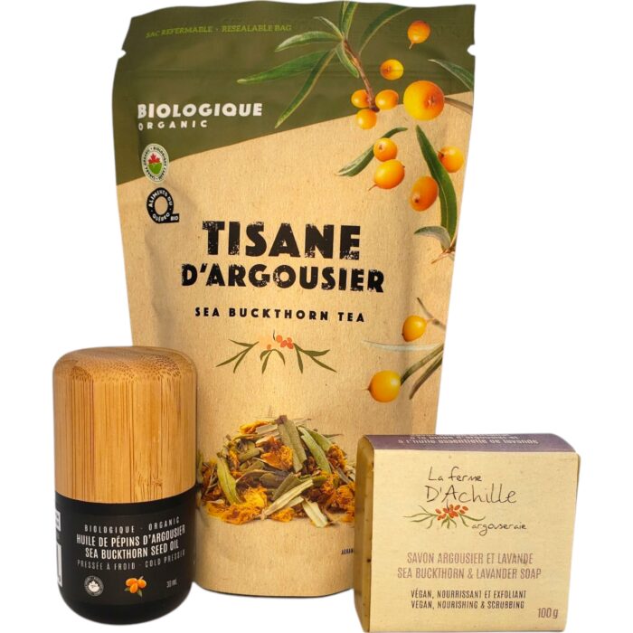 Trio   Huile de pépin Savon & tisane d'argousier